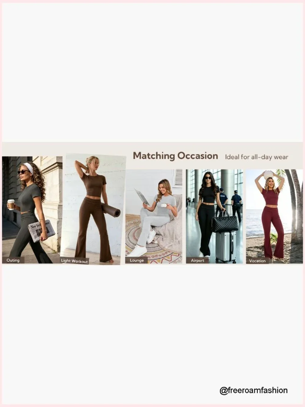 Two Piece Lounge Set - Crop Top & Flare Pants Travel Outfit - Picture 7 of 7